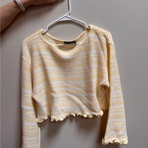 Nasty Gal Yellow and White Striped Crop Top